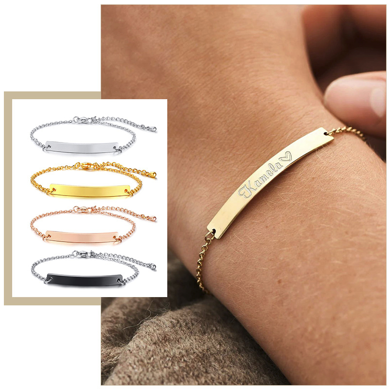 Coordinates Bracelet - Pulseiras de barra de identificação personalizadas