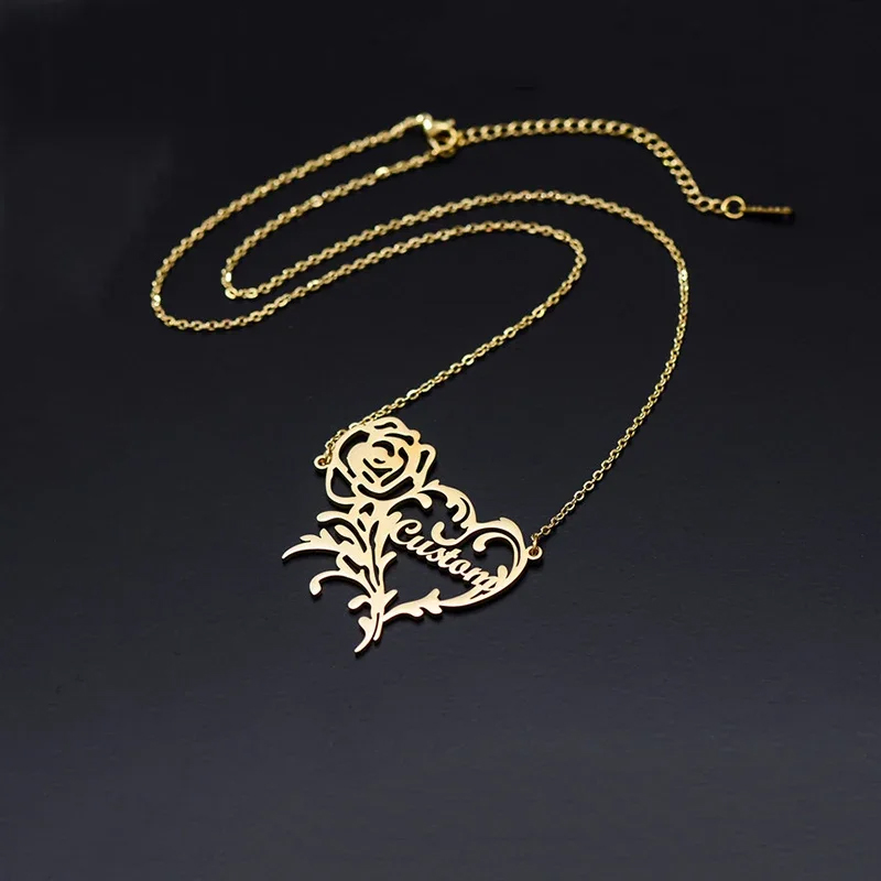 Colar de pingente de aço inoxi - Birth Flower Necklace avaliação e preço